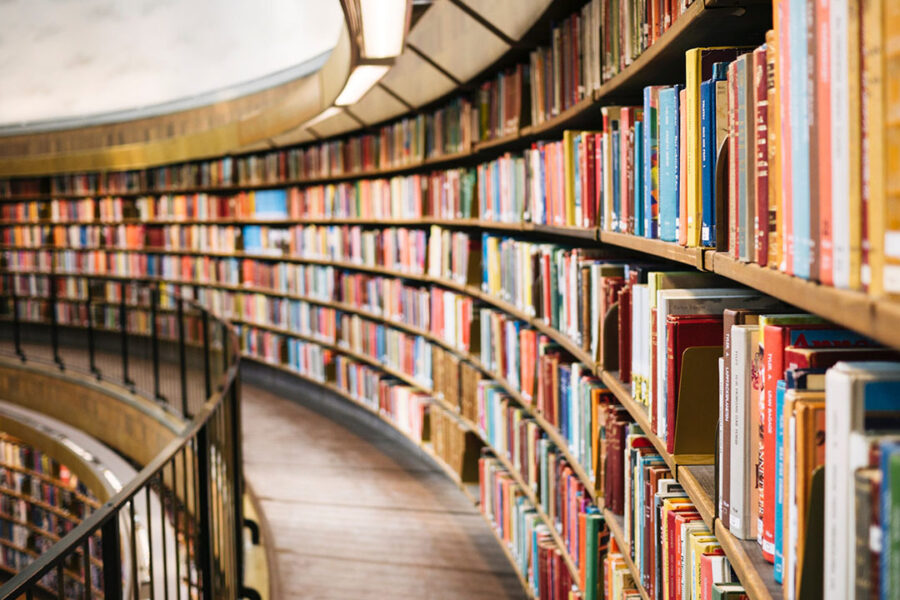 curved library wall