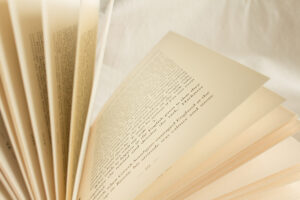 open book with fanned out pages