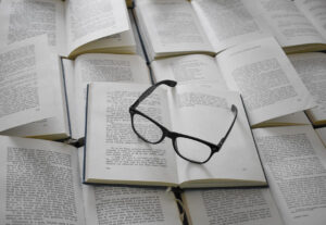 eyeglasses and open books