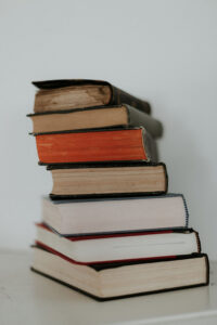 Books on white background